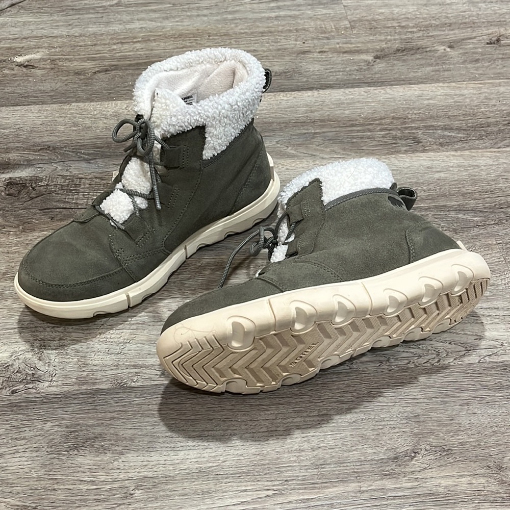 Women’s Olive Green Faux Shearling Ankle Booties